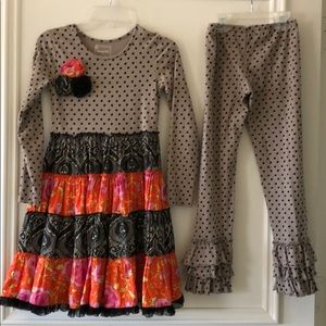 Girls Mustard Pie dress and leggings size 8